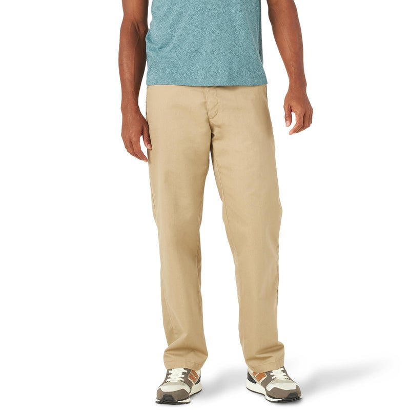 LEE Total Freedom Stretch Relaxed Fit Flat Front Pant, 29W x 30L, Khaki - Image 1